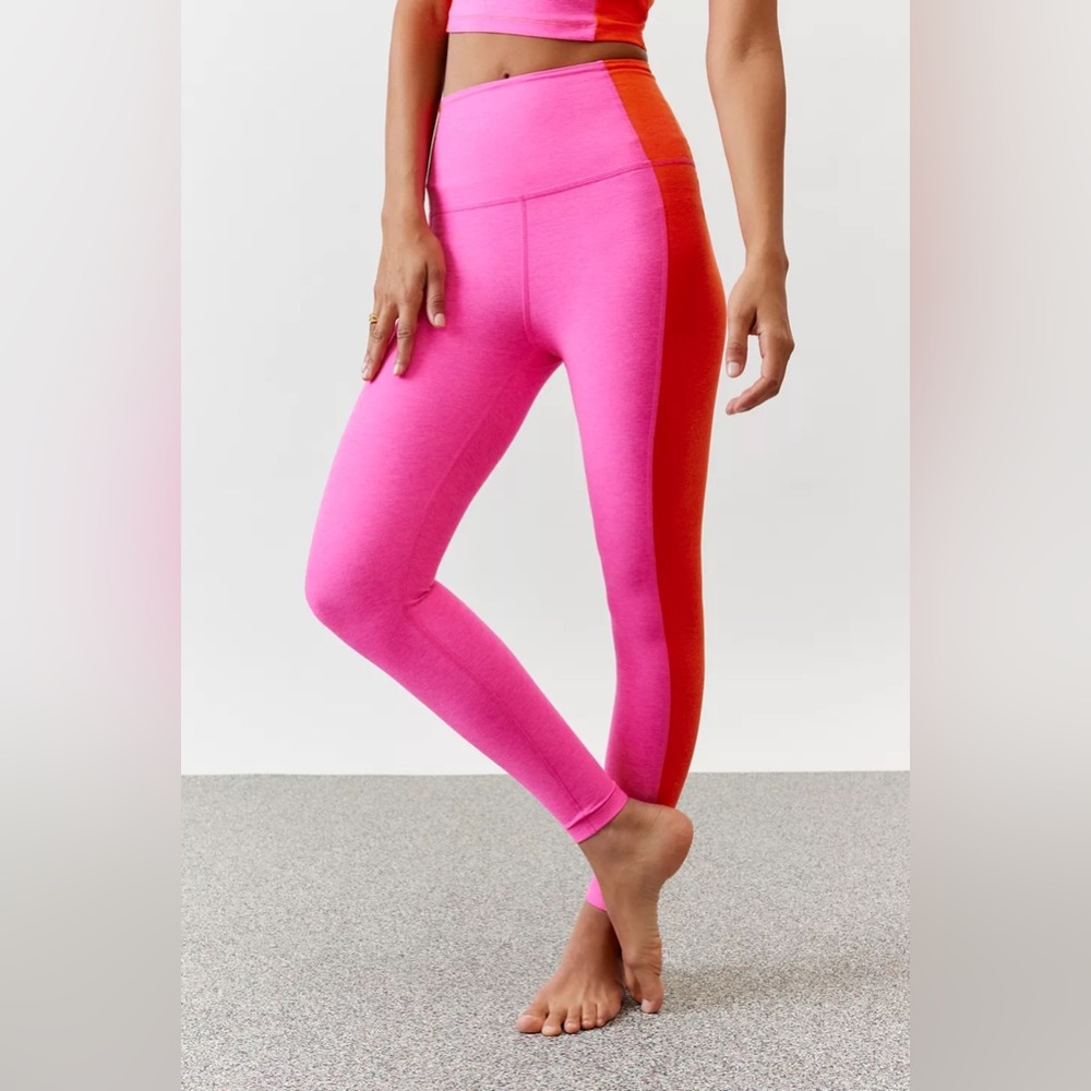 Beyond Yoga Vitality Space-Dye Colorblock High-Waisted Legging - XS Orange Pink